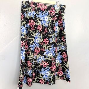 Vintage Elementz cottagecore dark floral trumpet maxi skirt. XL.